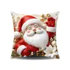 Nueva Funda de Cojín Navideño Gruesa para Sofá Decoración de Sala de Estar Santa Claus Reno Muñeco de Nieve Funda de Almohada
