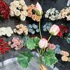 Flor artificial de loto con forma de corazón de 3 cabezas, decoración para bodas y el hogar, venta al por mayor