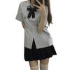 Camisa JK original Sakuragi North para mujer, verano, básica, estudiante, manga corta, bordada, azul, traje de uniforme escolar