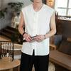 Colete Estilo Chinês Vintage Masculino Terno Tang Solto Tamanho Grande Hanfu Peça Externa Estilo Étnico Algodão Linho Jaqueta Sem Mangas