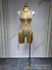 Macacão Sexy Transparente de Renda com Gola Halter Europeu e Americano, Ajustado ao Corpo, para Cantora, Festa Noturna, Festa de Coquetel, Fantasia de Performance