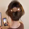 Pinza para el pelo de flor de punto de felpa de alta gama para otoño e invierno, pasador no irritante para la parte trasera de la cabeza, pinza de garra