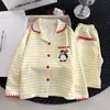 Pijama infantil de estilo coreano para niñas, algodón nube, manga larga para primavera y otoño, ropa de casa para niñas pequeñas, conjunto de dibujos animados