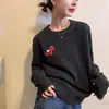 Suéter Tricotado com Pônei Bordado para Mulheres, Estilo Europeu 2026 Inverno Novo Moda Tendência Suéter para Mulheres