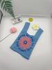 Bolsa de Tricô com Flores Estilo Coreano para Primavera e Verão Bolsa de Mão de Lona Feminina Bolsa de Mão Bolsa de Pulso Bolsa Preguiçosa para Caminhar Compras