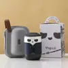 Conjunto de chá de viagem criativo de panda, copo expresso portátil, kit de armazenamento de uma panela e três copos para acampamento, presente corporativo, xícara de chá