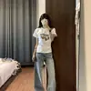 Camiseta Slim Fit Redutora de Medidas para Mulheres, 40 Unidades de Algodão Puro, Estilo Street Coreano Ins Retro, Top de Moda Nicho para o Verão