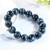 Pulsera de Piedra Ojo de Tigre Azul Natural Madera de Alta Calidad Alejandrita Patrón de Rayo Pulsera Simple Versátil Donghai Ketao Joyería al por Mayor