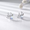 Brincos de pino de alce com pedra da lua de prata esterlina 925 chifre Mori temperamento feminino personalidade japonesa e coreana brincos criativos simples para estudantes