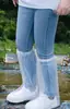 Cubiertas Desechables Largas para Botas de Lluvia, Cubrezapatos Impermeables de PE Engrosados hasta la Rodilla, Protectores de Botas de Lluvia de Tubo Recto Resistentes al Desgaste