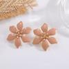 Pendientes de Flor de Rosella con Aguja de Plata 925 Estilo Francés Vintage Estilo Hong Kong Esmalte Flor Roja Pendientes de Botón Flor Pequeña Tridimensional Joyería