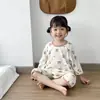 Pijama de Verano Fino para Niños, Ropa de Casa Sin Costuras, Transpirable para Niños y Niñas, Ropa de Aire Acondicionado, Conjunto de Manga 7/8 y Pantalones