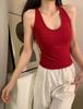 Camisole Quente com Gola Halter Escovada para Mulheres com Bojo, Top Base Sexy Espessado com Costas Bonitas, Sem Mangas para o Inverno