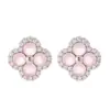 Brincos de Trevo de Quatro Folhas Florais Cravejados com Zircônias e Diamantes, Estilo Simples e Exquisito, com Toque de Luxo e Versatilidade, para Moda Transfronteiriça
