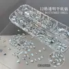 Accesorios Mixtos para Uñas con 12 Compartimentos, Base Plana Forma Irregular Espejo Blanco Forma de Corazón Cubo de Azúcar Marquise Gota de Agua Transparente Diamantes de Resina