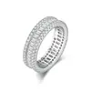 Escuadra de fila completa Anillo de fila completa de diamantes Nicho de alta calidad Todo para combinar Anillo de doble fila de diamantes de plata de ley s925 Anillo de diamantes Anillo de boda para hombres y mujeres