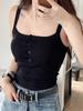 Chaleco de Diseño con Botones para Ropa Exterior de Verano para Mujer 2025 Nuevo Sin Mangas con Almohadilla en el Pecho Suspbottomer Básico con Top Corto