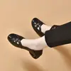 Zapatos de Mujer Calados de Piel Suave 2026 Verano Nuevos Sandalias Transpirables Punta Redonda Zuecos sin Cordones Tacón Grueso Zapatos de Mamá