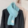 Grande etiqueta cor sólida cachecol de malha feminino outono e inverno estilo coreano juventude lã lã quente pescoço klein cachecol azul
