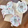 Goma para el pelo scrunchie de cuadros rojos y azules con forma de corazón coreana, pañuelo cuadrado dulce y de alta calidad para el pelo, accesorio para el pelo para mujer, al por mayor