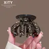 Nuevo Clip de Garra de Calabaza Exquisito con Pedrería Coreano Japonés para Mujer Moda de Lujo Ligero Parte Trasera de la Cabeza Medio Recogido Pinza de Tiburón Accesorios para el Cabello