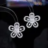 Brincos de Zircônia Microincrustada em Forma de Flor Super Brilhantes de Alta Qualidade para Mulheres, Joia de Orelha Exquisita de Prata 925 com Agulha, Luxo Leve de Nicho Europeu e Americano
