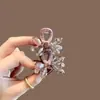 Exquisito Pinza de Garra Pequeña de Cristal Rosa Estilo Francés con Delicados Adornos de Pedrería, Pinza Lateral de Moda para Peinados Semirecogidos, Pinza de Tiburón para Mujeres