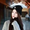 Outono e Inverno Moda Masculina e Feminina Chapéu Pulôver Quente Estilo Coreano Etiqueta Letra R Simples Versátil Chapéu Tricotado Trendyy Chapéu de Lã Ins