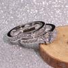 Anillo de pareja Cao Shiwish de estilo nuevo, moderno y sencillo, con circonitas cúbicas, chapado en cobre y platino.