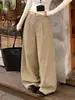 Pantalones anchos de trabajo color café para mujer, nueva colección de otoño, de cintura alta, corte holgado, talla grande, pantalones largos casuales