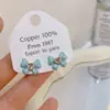 Banho de Ouro Real, Coleção Série Azul Moda Coreana e Japonesa, Brincos de Esmalte com Efeito Gotejante para Mulheres, Novos Brincos e Acessórios de Luxo Leve Nicho