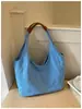 Bolso de lona nuevo de verano, bolso tote estiloso de gran capacidad, bolso de mano bordado de color sólido para el día a día, bolso de hombro elegante y moderno