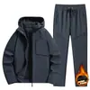 Chaqueta Gruesa Cálida con Forro Polar para Hombre Otoño e Invierno, Chaqueta de Capa Base Suave con Capucha Holgada, Traje de Pareja en Stock