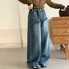 Ropa para niñas, estilo primavera y otoño, pantalones vaqueros curvos con volantes, nuevo estilo de otoño 2026, pantalones curvos de pierna ancha para niñas mayores