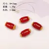 Ágata Roja del Sur Natural Cuentas Cubo Accesorios de Cuentas Pulsera Chapada en Oro Plata s925 Colgantes para Collar DIY Hecho a Mano Productos Semiacabados