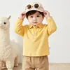 Camisa Polo para bebé, ropa infantil para niños, top de bebé con cuello camisero, nuevo estilo de otoño, camiseta básica versátil de color liso suave, manga larga