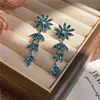 Pendientes de Botón con Borla de Flor de Pedrería Transfronterizos Europeos y Americanos Lujo Ligero Moda de Gama Alta Personalidad Pendiente Sentido del Diseño Accesorios de Pendientes de Nicho