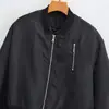 Para Exportación Transfronteriza Europea y Americana Ropa de Mujer Popular en Aliexpress Chaqueta de Algodón Estilo Béisbol con Cremallera Negra de Invierno