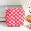 Bolsa de Maquiagem Tecido Colorido Colisão Xadrez Bolsa de Arquivo Ultra Leve Portátil Grande Capacidade Moda Xadrez Bolsa de Armazenamento para Absorventes