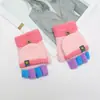 Guantes para niños otoño e invierno cálidos de medio dedo con tapa de dibujos animados lindos de punto con dedos descubiertos para bebé con forro polar engrosado para niños y niñas