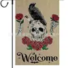 Bienvenida primavera narcisos girasol flor jardín bandera doble cara jardín patio exterior decoración atuendo transfronterizo