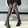 Meias Fishnet Seda Preta Dedo Oco Criptografia Jacquard Net Pantyhose Sexy ins Moda Europeia e Americana Grade Meias Pretas Cross Border