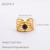 Anillo de Piedra Natural Europeo y Americano Ajustable Retro Personalidad Tendencia Anillo de Acero Inoxidable de Alta Gama para Verano Mujeres