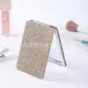 Couro PU com Glitter Espelho Criativo Portátil Pequeno Espelho Portátil para Exterior Espelho de Maquiagem Dobrável Várias Cores Disponíveis Mini Fábrica