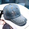 Lantejoulas angustiadas Chapéu de Cowboy chapéu de sol boné de beisebol feminino da moda língua de pato protetor solar cowboy moda strass boné de beisebol para crianças