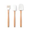 Set de tres piezas de espátula con mango de madera caqui y brocha para aceite, herramienta para hornear de silicona con mango de madera, espátula para crema de pastel