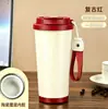 Taza térmica muy elegante para viajes y uso en la oficina, revestimiento interior de acero inoxidable 316, opción de doble bebida, con correa de asa, personalizable, taza de café al por mayor