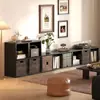 Gabinete de Almacenamiento Retro Negro Estantería Kallax Gabinete de Rejilla Combinación de Almacenamiento para Sala de Estar Estantería Gabinete de Almacenamiento de Pie