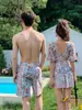 Traje de Baño para Mujer 2025 Nuevo Modelo Pareja Secado Rápido Adelgazante Cubre Vientre Una Pieza Conservador Manga Corta Vestido de Secado Rápido para Parque Acuático