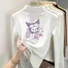Camiseta interior básica de manga larga con estampado y forro polar para niña, nuevo estilo 2026, top interior versátil ajustado para otoño, adecuado para niños de talla mediana y grande